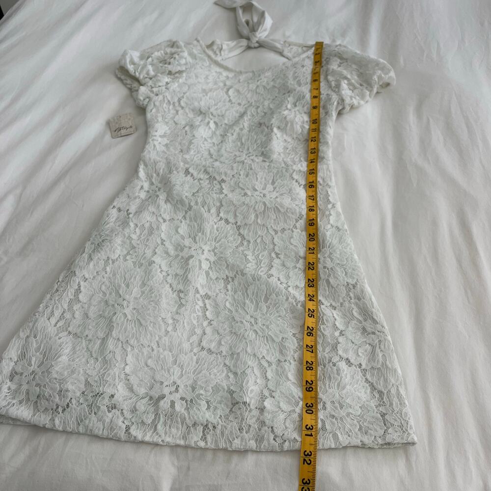 Free People NWT Hailee White Ivory Lace Back Tie Mini Dress, Size XS - Picture 7 of 13